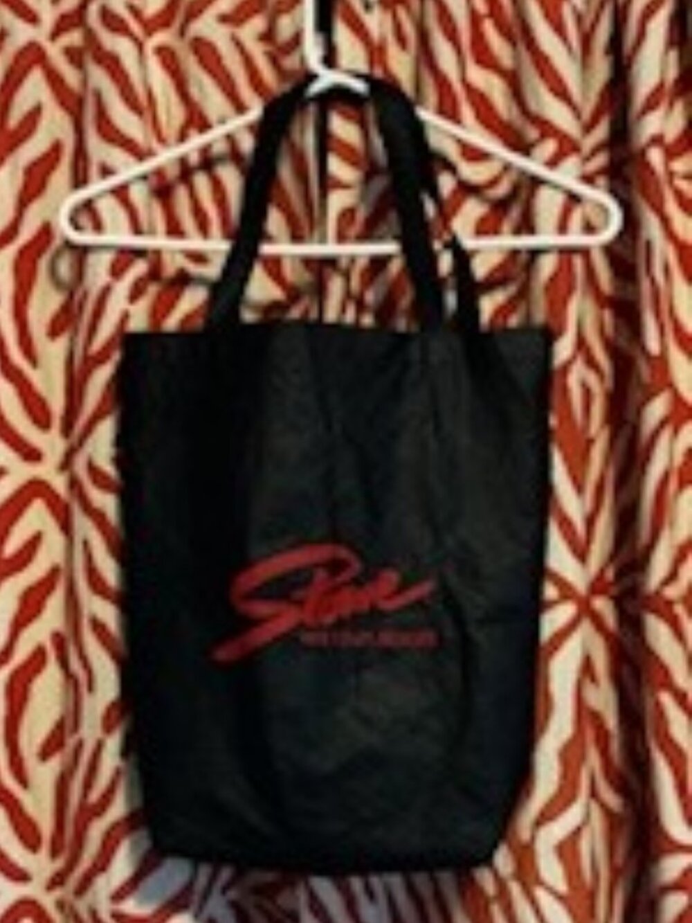 BlackTote Bag with Red Logo from Stowe VT carryall for groceries, water bottles